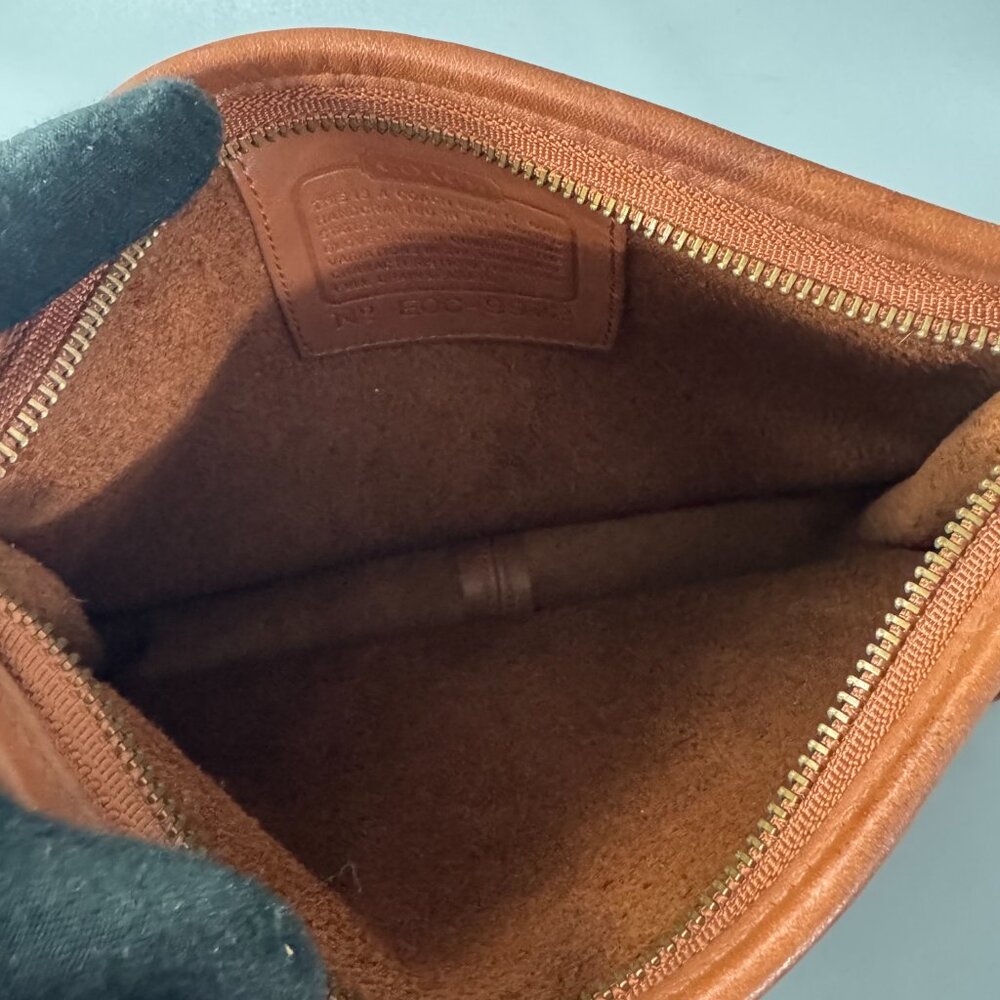 Authenitc Vintage Coach 9972 British Brown Leather Zip Top Clutch Bag - Picture 10 of 14